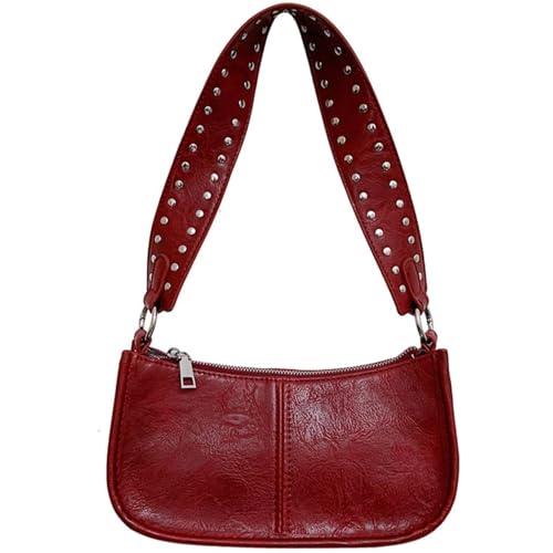 Shoulder Bag for Women Cute Trendy Purse 90s Y2k Bag Vegan Leather Handbags Crossbody Bag with 2 Removable Strap