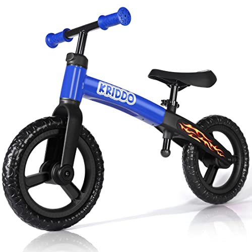 KRIDDO Toddler Balance Bike 2 Year Old, Age 24 Months to 5 Years Old, Early Learning Interactive Push Bicycle with Steady Balancing, Gift Bike for 2-5 Boys Girls, Flame Blue