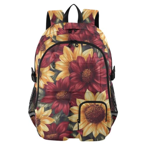 Mochila de viaje para laptop y universidad con estampado alegre de girasol