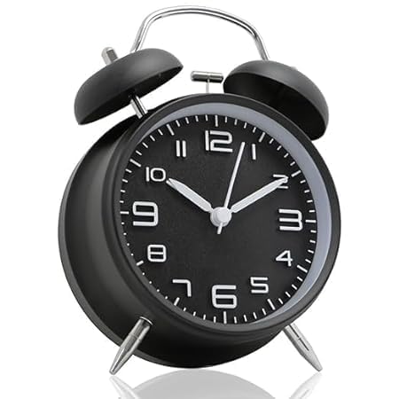 CVD Analog Vintage Alarm Clock Twin Bell With Night Backlight Function And Silent Motion, Metal Frame High Volume Bedside Luminous Alarm For Students Bedroom/Office (Black, Midnight, 5.6 Cm) (B0D81BMPSS) Amazon Price History, Amazon Price Tracker