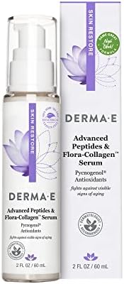DERMA E Advanced Peptides and Flora-Collagen Serum – Double Action Collagen Face Cream with Peptide Complex – Intensely Hydrating Treatment for Lines, Wrinkles and Redness, 2 oz