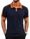 iClosam Polo Hombre Manga Corta Slim Fit Camisetas Hombre de Punto Elástico, Verano Transpirable y Cómoda Contraste T-Shirt para Oficina Ocio Golf