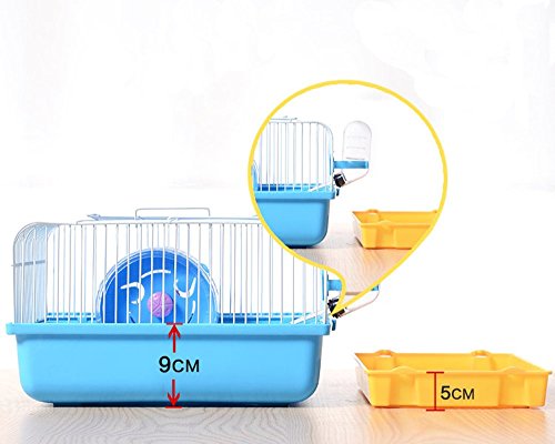 Misyue Hamster Cage Portable Carrier Hamster Carry Case Cage With Water Bottle&Wheels&Food Feeder Travemster Small Animals (Blue) #TOP5