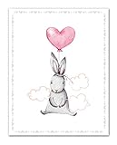 Children's Nursery Bunny Wall Art - Unframed 11 x 14 Cute Rabbit Colour Print - Makes a Great Gift...