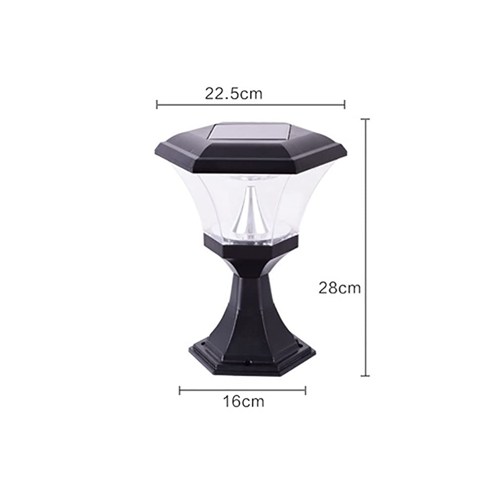 Farola Solar Impermeable LED para Jardín - Lámpara de Poste Al Aire Libre, Columna Solar con Cabeza y Valla de Madera