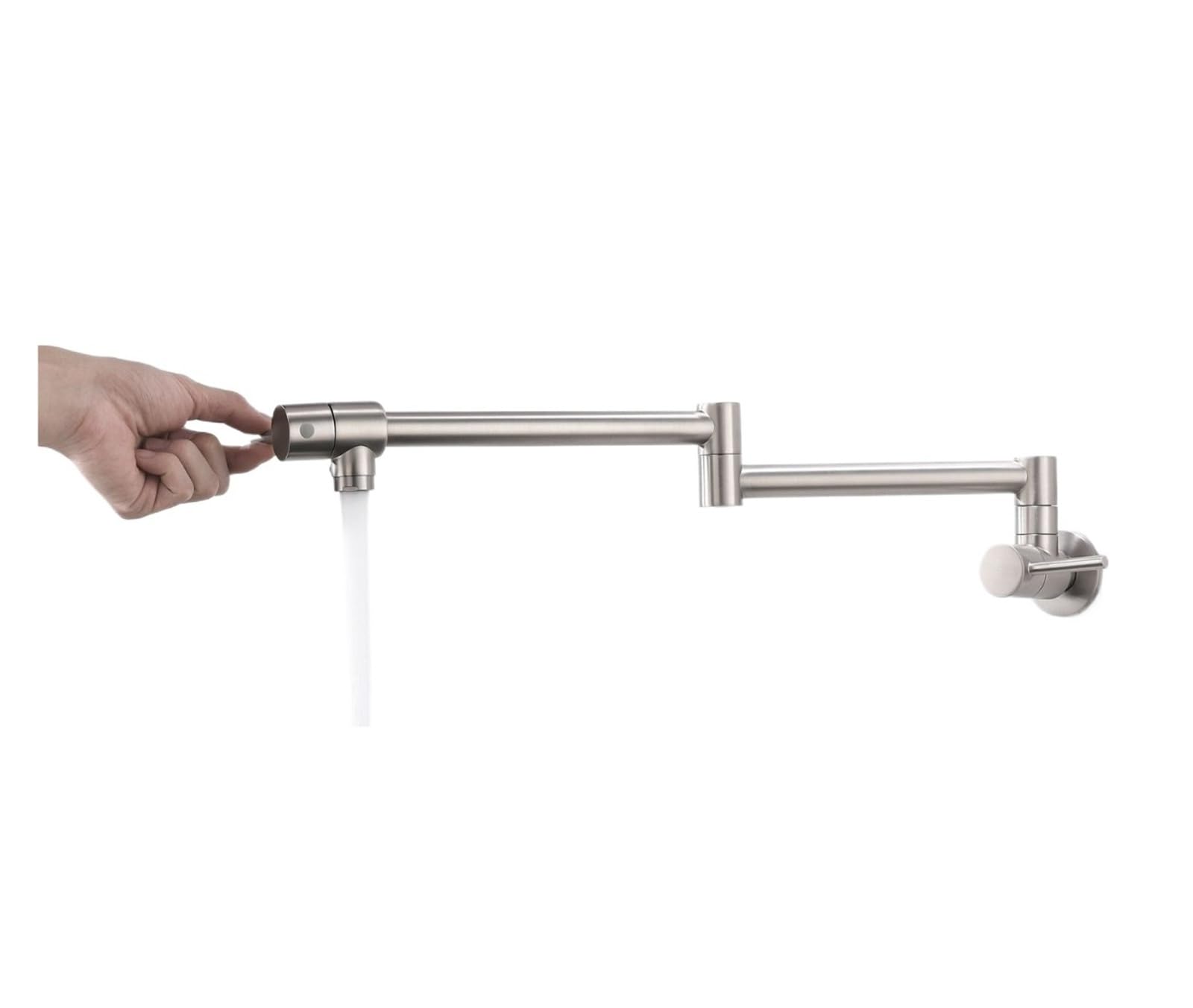 ZQFHSX Commercial Wall Mount Pot Filler Faucet Single Cold Folding Kitchen Extended 360 Degree Fold Tap for Most Scenarios(Nickel Brushed)