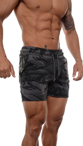 Youngla Men's Bodybuilding Gym Workout Shorts 102 Camo Black M #TOP2