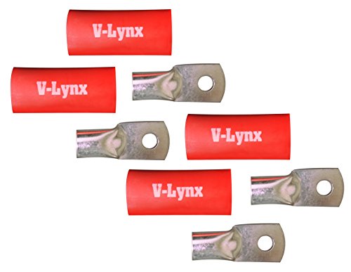 QTY4 2GA (3/0AWG) TINNED Copper Inverter Battery Cable Ring Terminal Lug + SHRINKABLE TUBING
