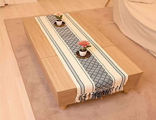 Image of ALSTONIA Cotton Table Runner -Pack of 5 The Style of Our Table Linen and Dining Rooms and Eating Areas (Blue, 1 PCS Runner 4 PCS PLACMENT)