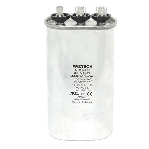 43-25135-12 -Rheem OEM Oval Replacement Dual Run Capacitor 45 + 5 UF/MFD 440 Volt