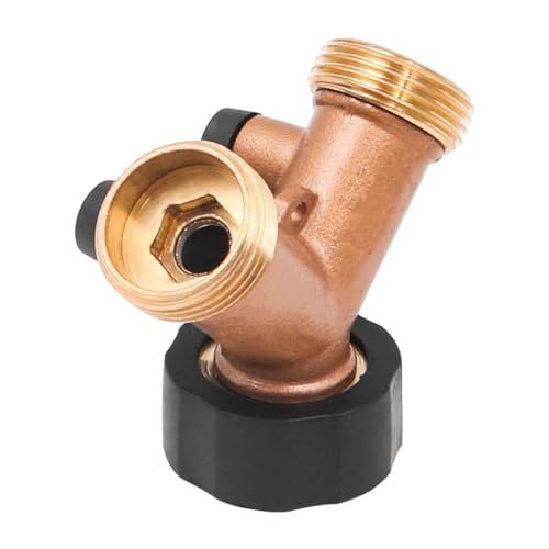 ZONADAH Brass Garden Hose Splitter 2 Way Garden Hose Adapter 3/4 inch Faucet Hose Y-Connector Irrigation Valve Diverter Connector for Garden Farm Watering - Image 4