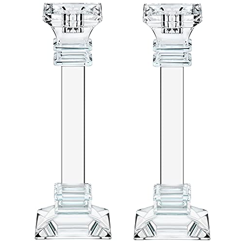 Lot de 2 bougeoirs en Cristal – Véritable bougeoir – Artisanat Fin – Décoration de Centre de Table Ultra élégante et Moderne – Idéal pour Le Salon et la...
