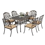 VINGLI 7 Pieces Outdoor Dining Set, Cast Aluminium All-Weather Patio Dining Set...