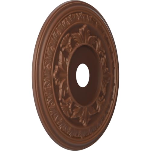 Image of Ekena Millwork CMP22BADRU Baltimore Thermoformed PVC Ceiling Medallion (Fits Canopies up to 7 3 /4 inch), 22 inchOD x 3 1 /2 inchID x 1 inchP, Universal Aged Metallic Rust