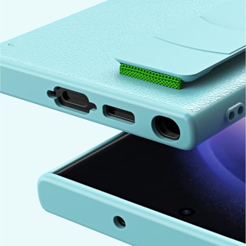 Coque Samsung S24 souple bleu clair étui élégant avec sangle