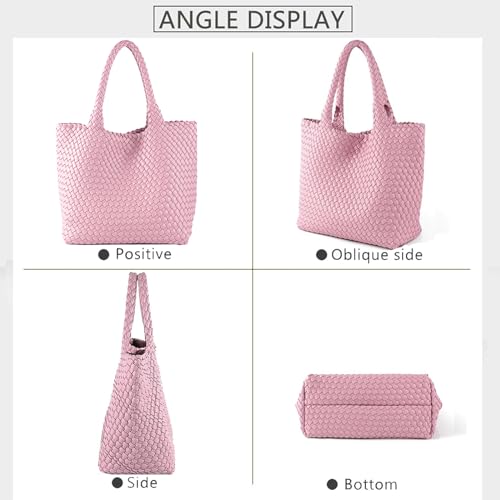 Image of JINMANXUE Unisex Fashion Woven Bag Damen-Tragetasche, Pink1, 16.1 inch W x 7.1 inch D x 11 inch H