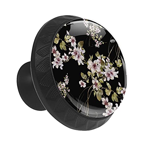 Boutons de tiroir ronds feuilles fleurs 35mm lot de 12 pour commode - 3