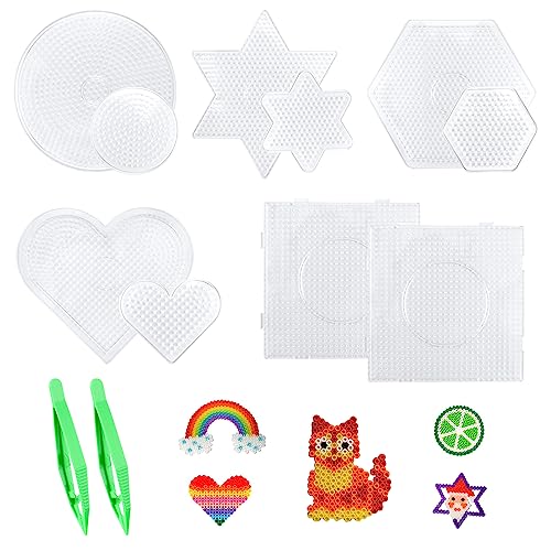 Beads Plantilla,10 Pz Juego de Placas de Cuentas para Planchar 5mm Pegboards Plantillas Grandes Placas Cuadrado Transparente para Cuentas Niños Artesanía Perlas