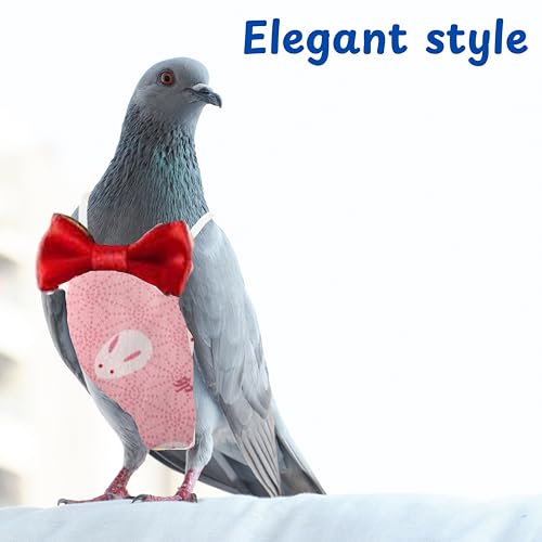 Image of Pigeon Diaper Harness and Bird Leash Set, Birds Diapers for Pigeons and Leash Pigeon Harnesses, Diapers for Birds Cockatiel Parrot Parakeet, Macaw Harness and Leashes Pants (L-Pink Rabbit)
