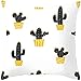 EHOMERY Funda Almohada Exterior De Cojín Decorativo Cactus Linaza Matrimonio Rectangular Decoración del Sofá Sala Estar Blanco Amarillo 20X20 Inches