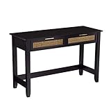 Acabado de latón SEI Furniture Holly & Martin Chekshire - Consola de almacenamiento de 47 pulgadas con herrajes de latón, negro y natural