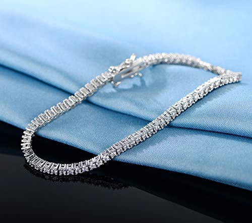 Gemsme Tennis Bracelet,Thin White/Yellow Gold Plated Cubic Zirconia Tennis Bracelet for Women 6-8 Inches4