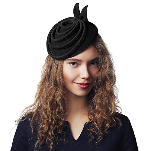 Velour Fur Felt Fascinator Headband Cocktail Party Winter Women Hat Black #TOP10