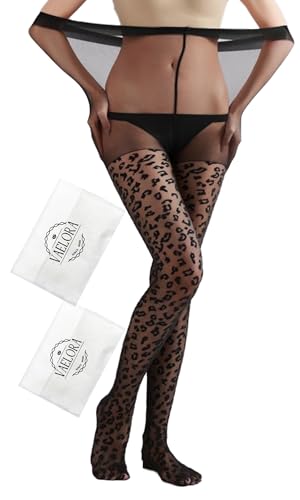 Leopard Print Tights Sexy Retro Pantyhose With Slim Legs Women'S Thin Silk Stockings Summer Black Base Socks Concert