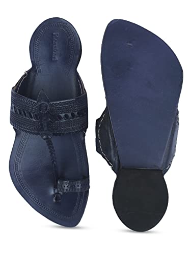 Image of KORAKARI Men Kolhapuri Chappal Handcrafted Sandal Smooth and Comfortable Flip Flops Slipper Stylish Anti Slip Design Genuine Leather Traditional Footwear.