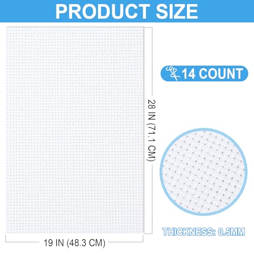 Image of Cross Stitch Fabric 14 Count Aida Cloth 28 x 19 Inch Large Size Classic Reserve Cross Stitch Supplies Embroidery Fabric for Home DIY Craft Decoration Handmade, White