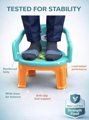 Image of MY LITTLE TOWN Kids Feeding Chair| Musical Chu Chu Chair| Baby Chair| 4-36 Months| Baby Chair| Portable| Booster seat (Sea Green with Orange)