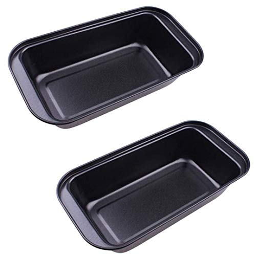 Perfect BAKEWARE 2 Pcs Carbon Steel Bread Loaf Mould Toast Non Stick Baking Plum Pan Cake Rectangle Shape Mold – Black, 25.5 x 12.6 x 5.5 cm