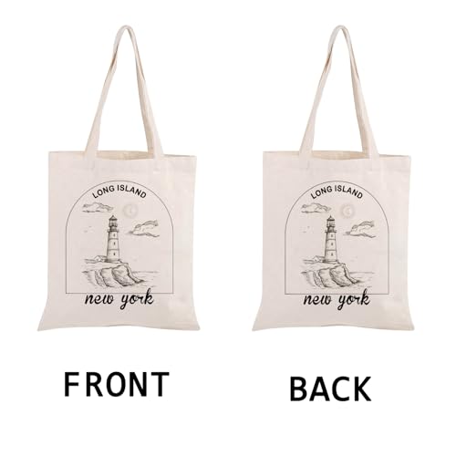 Bolso tote de viaje PWHAOO Long Island, bolsa de compras con diseño de Long Island Nueva York, ideal como recuerdo o regalo para amantes de la playa miniatura 5