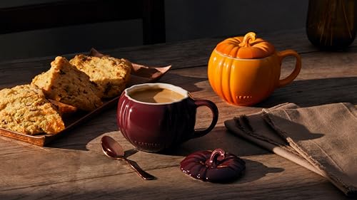 Image of Le Creuset Stoneware Pumpkin Mug with Lid, 14 oz., Persimmon