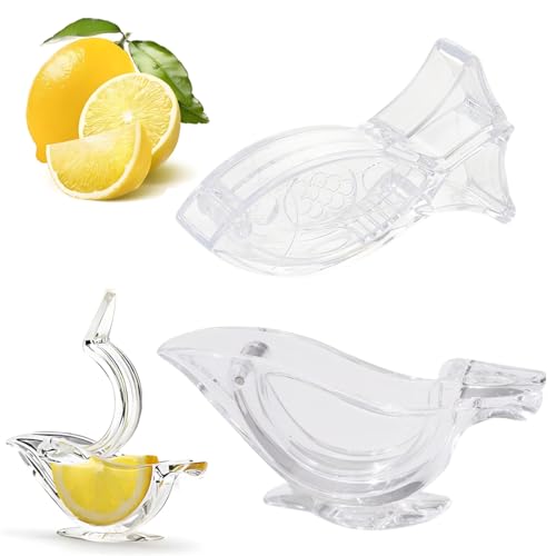 BCHKO 2 Pcs Prensa Manual de Limón Exprimidor de Frutas Portátil Prensa de Mano para Naranja, Limón, Granada de Acrílico para Cocina y Bar (Transparente)