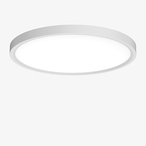 Flush Mount LED Ceiling Light, 12 Inch Ceiling Light Fixture, Ultra Thin 21W 2100LM Ceiling Light with 5 CCT, 10%-100% Triac Dimming, Ceiling Light for Bedroom, Kitchen, ETL Listed, White