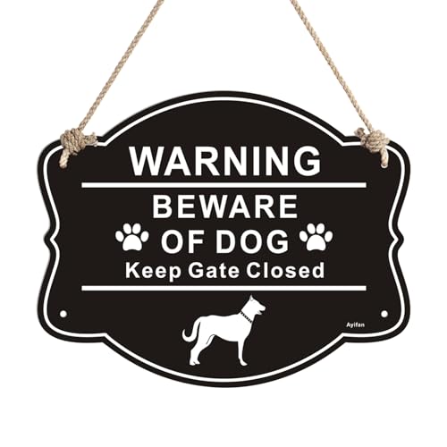 Cartello per cani, per recinzione, 25 x 20 cm, accessorio da giardino in alluminio inossidabile, in metallo, per recinzione, cancello da giardino, casa, prato, patio, prato, esterno, cortile