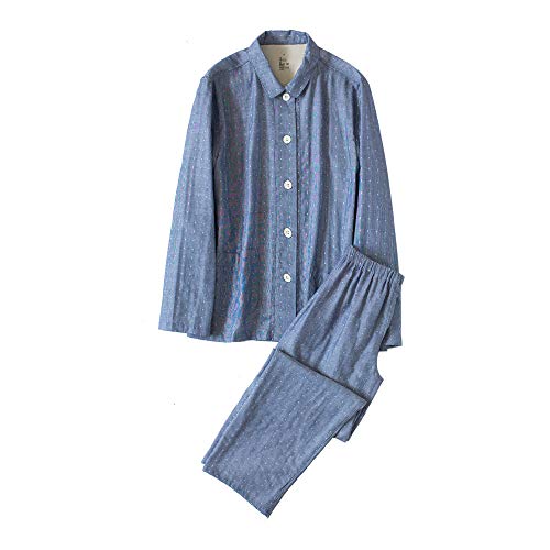 Preisvergleich Produktbild HaHei Zweilagiges Garn-Pyjama-Set für den Heimgebrauch, langärmliger Pyjama für Baumwollliebhaber ohne Seitennähte