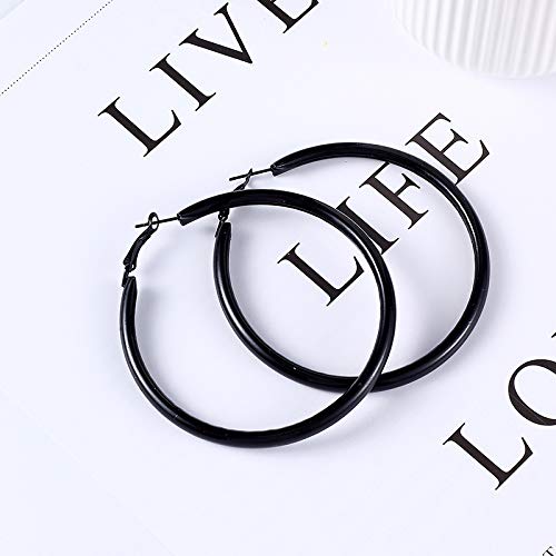 Ttndstore Fashion Thick Metal Black Circle Hoop Earrings Woman Punk Round Female Statement Ear Piercing Jewelry Party Accessories-30993 #TOP2