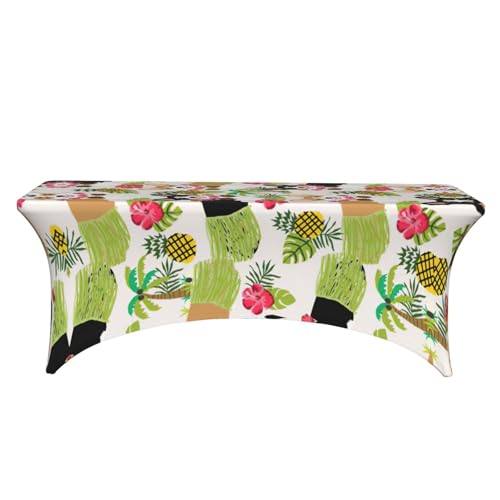 Nappe de table extensible corgi et fleurs tropicales 1,8m élasthanne - 3