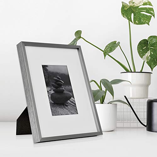 Image of MCS Master & Co. Foundry Metal Gallery Wall Frame, Dark Silver, 8 x 10 in matted to 4 x 6 in