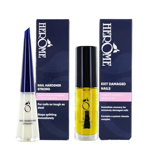 Herome Combi-Pack Soin SOS Ongles Abîmés & Durcisseur Fort Pour Ongles - Le Numéro 1 Depuis 1982! (Exit Damaged Nails 7ml. & Nail Hardener Strong 10ml.)