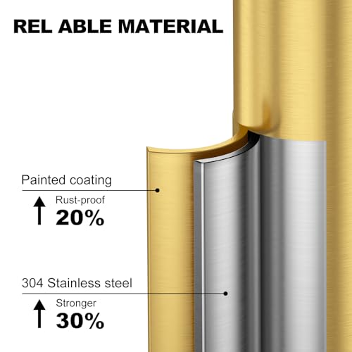 image for UNCONSIL Brass Toilet Brush and Holder，Long Handled Gold Toilet Brus