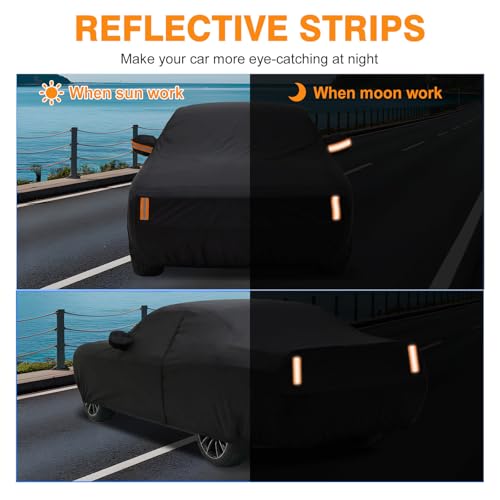 Image of Car Cover Custom Fit for Dodge Challenger 2008-2026, Outdoor Waterproof All Weather Heavy Duty Full Exterior Cover for Sun Rain Snow UV Dust Protection with Door Zipper