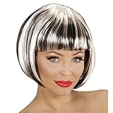 perücke pagenkopf schwarz Lieferumfang: eine Perücke Amakando Tolle Damen-Perücke Pagenkopf / Schwarz-Weiß / Kurzhaar-Perücke Bob für Frauen / Ideal zu Fasching & Fastnacht