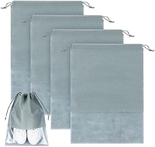 4 Pieces Travel Shoe Bags Portable Transparent Shoe Bags Large Non-Woven Dust Proof Drawstring Shoes Storage Pouch Space Saving Organizer for Men Women Daily Travel Use
