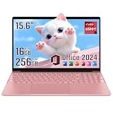 ノートパソコン Office2024搭載 Win11 Pro/ノートPC 16GB メモリ 512GB SSD/15.6インチ パソコン 6500Y 最大3.4GHz/FHD 1080P/指紋認証/ワイヤレスマウス/テンキー/カメラ付き/WiFi5/Bluetooth 5.0/USB3.0 在宅勤務 学生向けLaptop 設定初期化不要 (Pink, 256G)