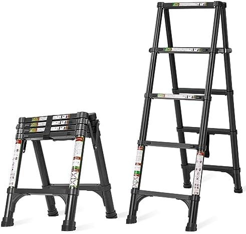 RIKADE Telescoping Ladder, Heavy Duty A-Frame Aluminum Telescopic Ladder, Lightweight Extension Ladder Adjustable Portable Folding Ladder for Home, 330lb Capacity