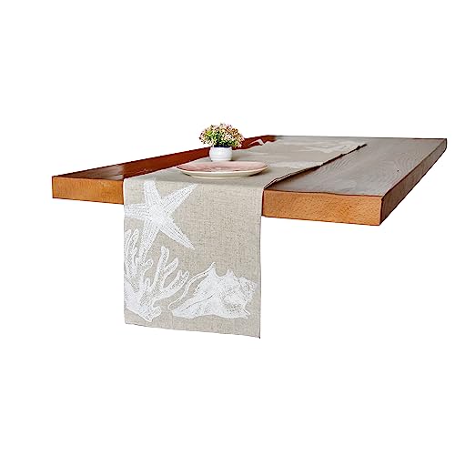 Yurlisa ZQ Printed Underwater World Farmhouse Tabletop Dining Faux Linen Table Runner thumb #2