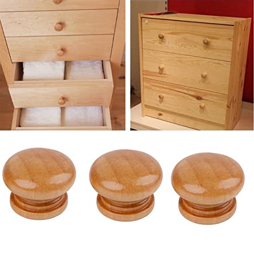 20Pcs Unfinished Wood Drawer knobs Pulls Finished, 33mm Round Mushroom Shape Wooden Cabinet Knobs Drawer Pulls Handles